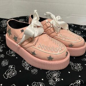 T.U.K Pink Platforms with Silver Star Details